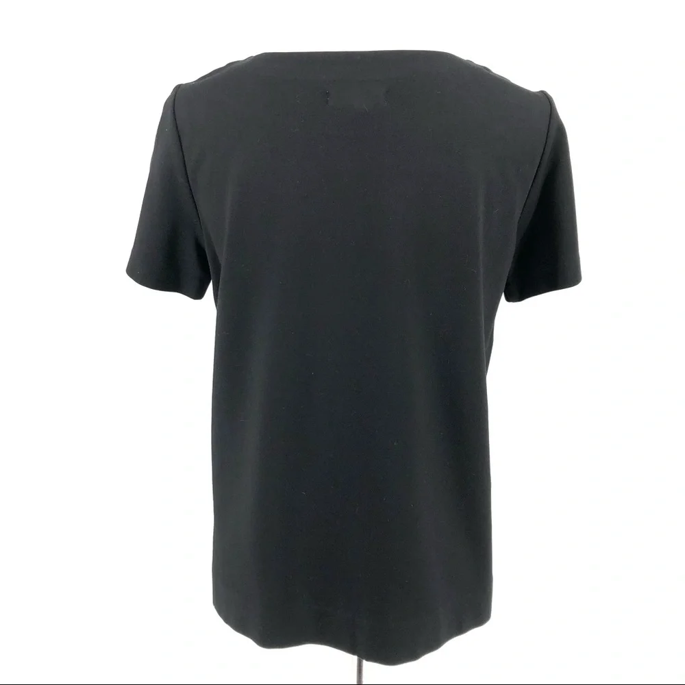 Madewell Black Satin Stripe Night Out T-Shirt, S - Picture 5 of 6